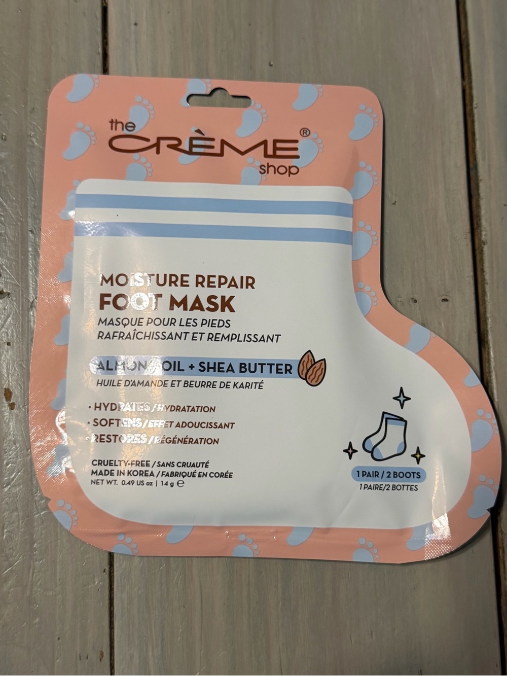 The Crème Shop Moisture Repair Foot Mask — Pink Almond & Shea Butter